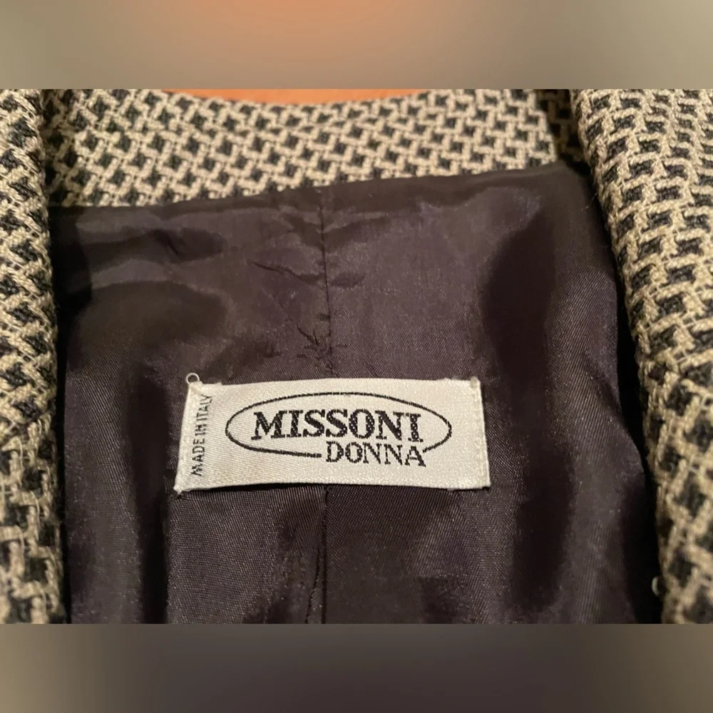 Missoni Donna 100% Wool Black/White Geometric Blazer Made In Italy Womens Size 6 - Picture 3 of 14